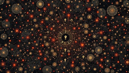 Baroque Cybersecurity Threat Landscape Abstract Art, Intricate Nodes & Connections