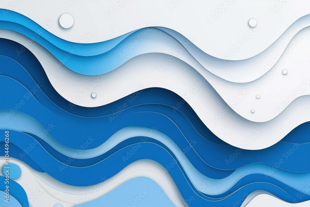 Poster abstract blue wavy paper layers creating a stylish and modern texture, suitable for backgrounds and 