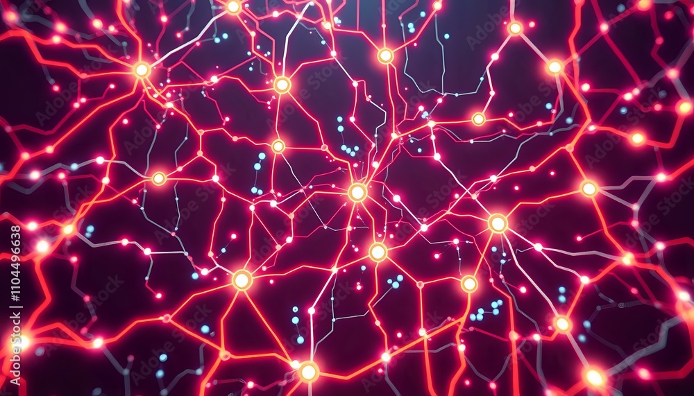 Poster cyberpunk circuit network visualization