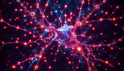 Obraz premium Vibrant Cybernetic Neural Network Visualization