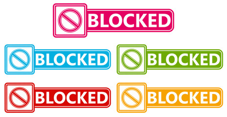 Set collections blocked trendy colorful icon sign. Forbidden sign symbol labels design template Vector illustration