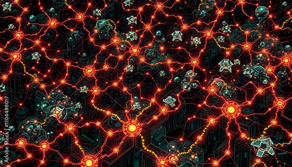 Aufkleber cybernetic neural network - intricate data visualization art