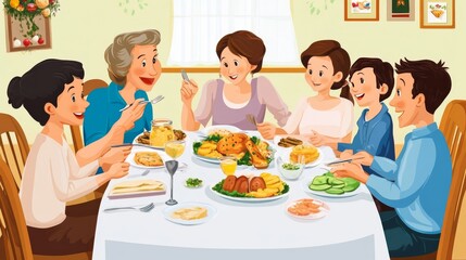 Generations chat at dinner