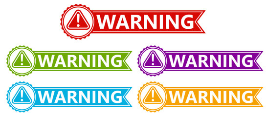 vector set warning icon sign. Caution danger signs Attention symbol labels sticker template design illustration