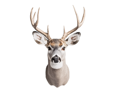 a deer head with antlers