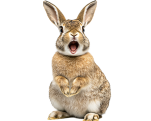 a rabbit with its mouth open
