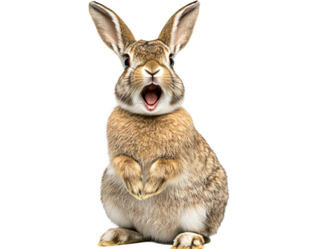 a rabbit with its mouth open