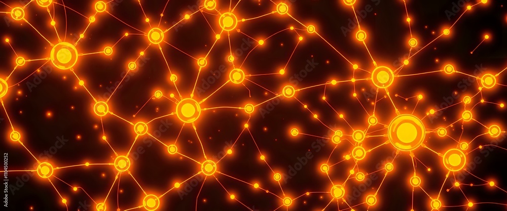 Poster glowing quantum web - art nouveau cybernetic pattern