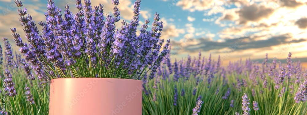 Poster a vibrant fuchsia tree in a stylish pot, highlighted against a soft pastel backdrop, ideal for addin