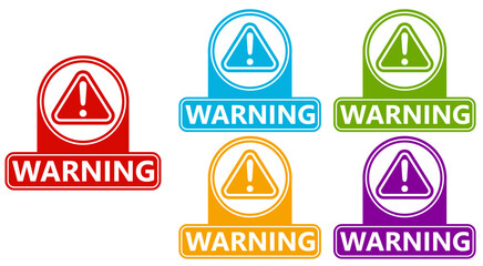 Set collections trendy colorful warning sign icon. Safety Sign Symbol sticker labels design template Vector illustration