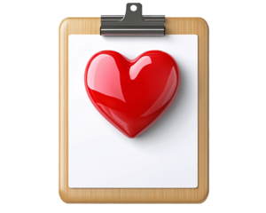 a clipboard with a heart on it