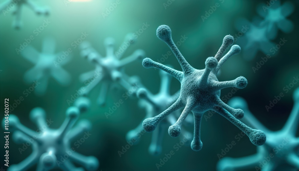 Poster Microscopic view of complex molecular structures. Detailed illustration shows intricate molecular interactions, manipulation. Futuristic representation of biotechnological processes. Illustration