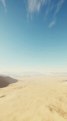 Naklejka premium Vast barren desert landscape stretching under a clear blue sky