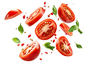 a tomato slices and leaves