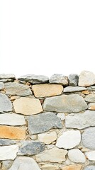 Obraz premium Intricate stone wall texture using natural rock blocks in various shades, ideal for architectural and interior design projects.