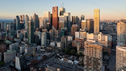 Toronto downtown city skyline at sunrise, Ontario, Canada.