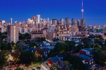 Toronto downtown city skyline at night, Ontario, Canada.