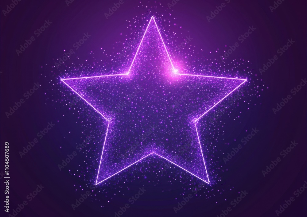 Aufkleber abstract glowing star-shaped design with particles on a purple background generative ai
