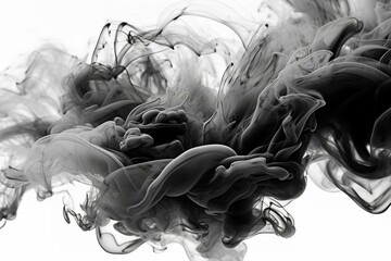 Abstract black smoke, white background with various natural clouds and smoke Beautiful cloudy smoke on an isolated background. soft mystery horror design, spooky background texture 