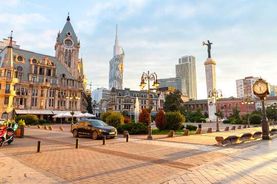 morning central square of batumi in georgia in summer at dawn
