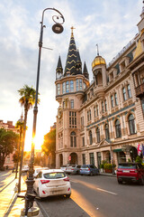 Fototapeta premium morning streets of batumi in georgia in summer at dawn