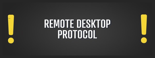 Remote Desktop Protocol. A blackboard with white text. Illustration with grunge text style.