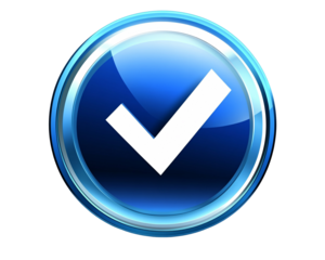 a blue circle with a white check mark