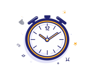 a blue and orange clock