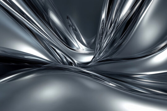 A shiny, reflective titanium background with gradients of silver and dark gray, evoking a modern, elegant mood.