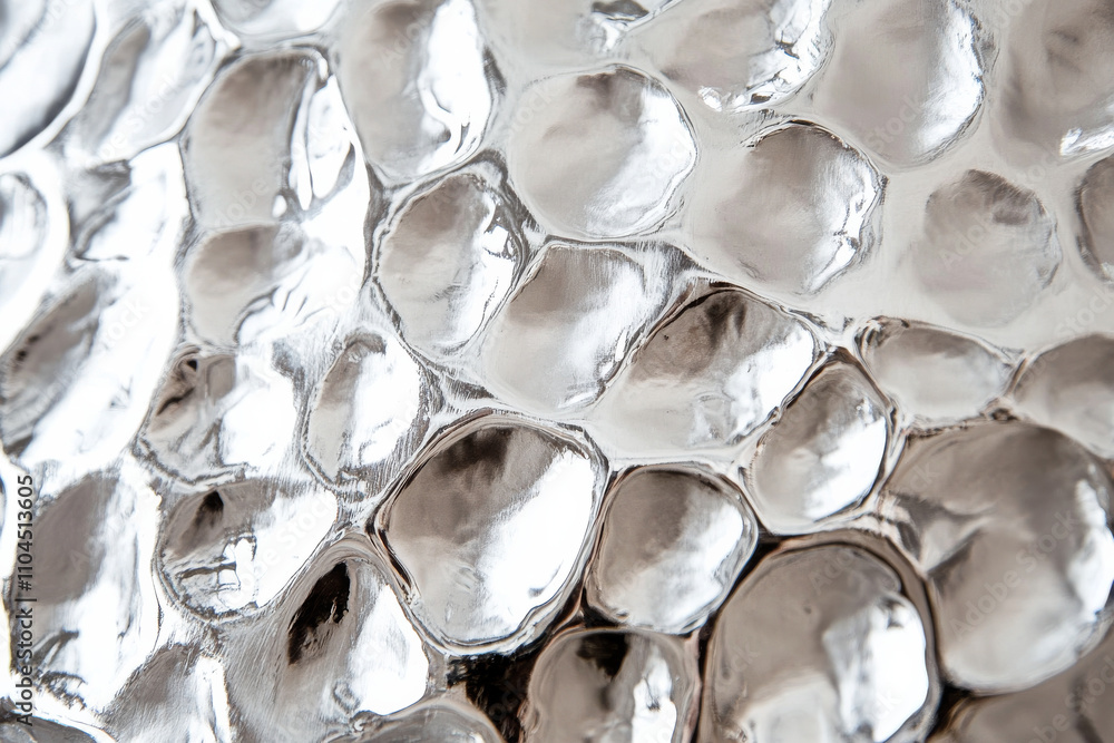 Aufkleber a hammered silver surface with irregular dimples and a reflective sheen, creating a unique handcraft