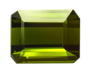 One green shiny gemstone isolated on white