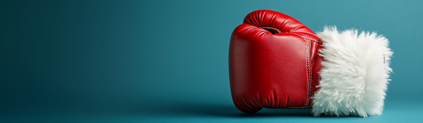 Boxing day red leather Santa Claus glove web banner graphic