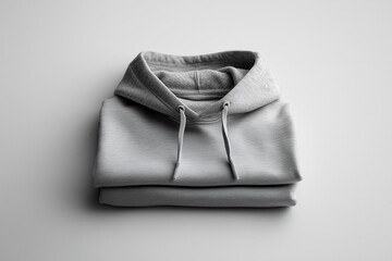 Light gray hoodie neatly folded against a clean white background