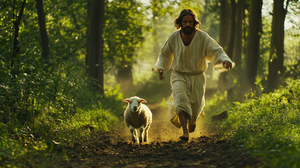 Jesus Christ is a shepherd looking for the lost sheep.