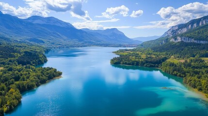 Lake in France aerial image