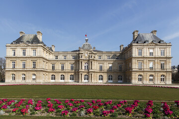 The Luxembourg Palace Jardin du Luxembourg in Paris with its expansive gardens and manicured...