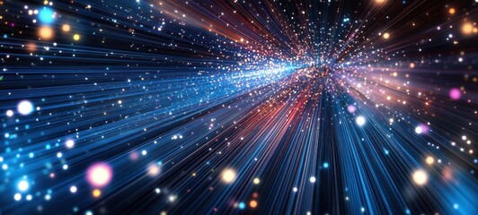 Abstract Cosmic Lightspeed Tunnel: A Journey Through Vibrant Nebulae