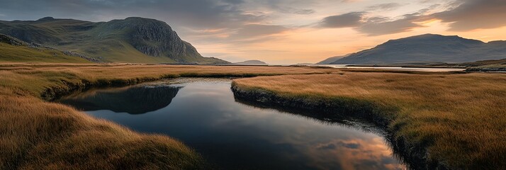 A beautiful landscape with a river running through it
