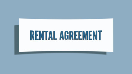 Rental Agreement. A card isolated on blue background.