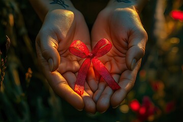 Abstract Red Ribbons Globally Represent World AIDS Day and HIV Awareness