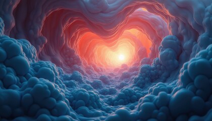 Complex textures meet smooth gradients to form digital art filled with mystery.