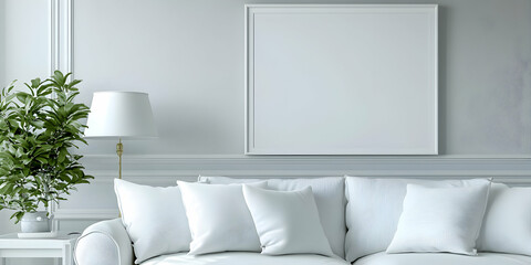 Elegant Living Room Mockup with White Sofa
