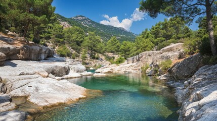 Thassos seascape: rocks, Giola pool, vivid textures.