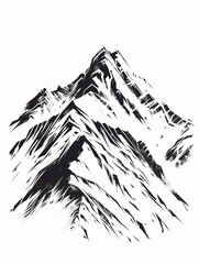 black and white mountains painting design prints