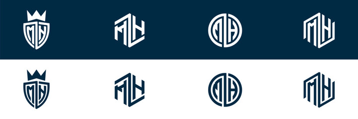MH HM letter logo set design