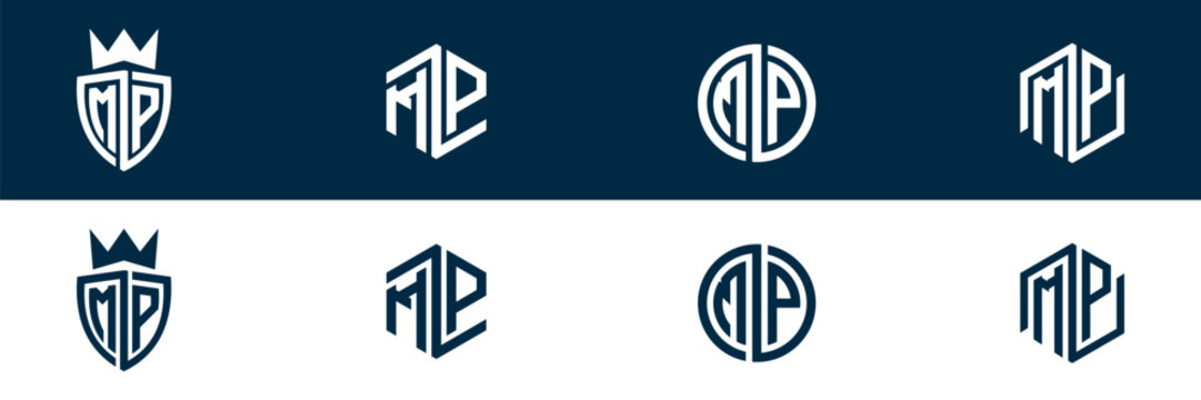 MP PM letter logo set design