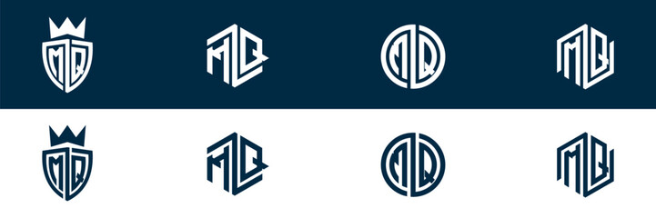 MQ QM letter logo set design