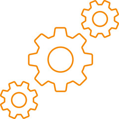 Orange Outline Gear Icon for Engineering and Process Design