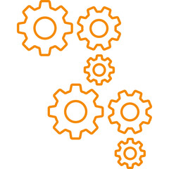 Orange Outline Gear Icon for Engineering and Process Design