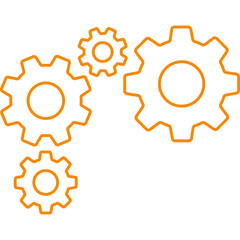 Orange Outline Gear Icon for Engineering and Process Design